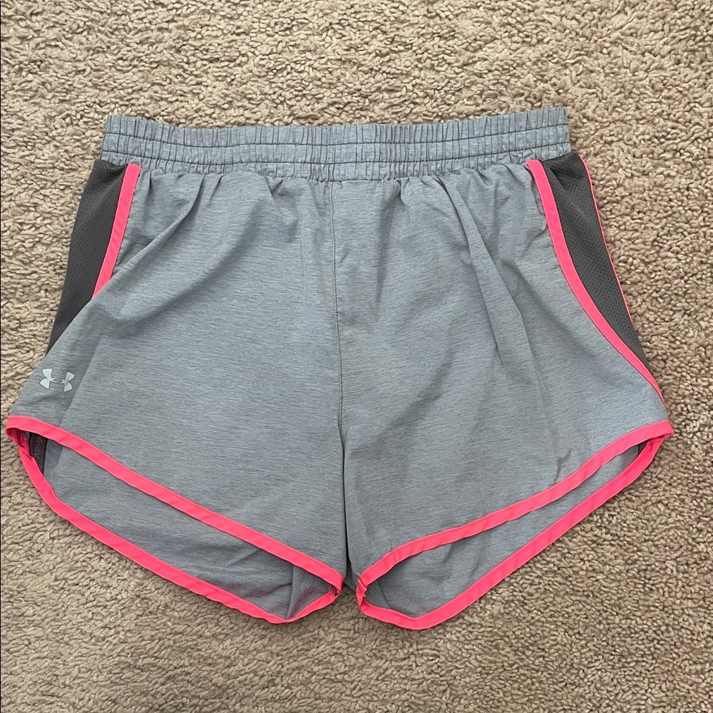 Under Armour Women's Athletic Shorts in Gray with Pink Trim